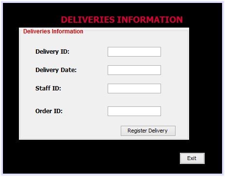 Deliveries page screenshot